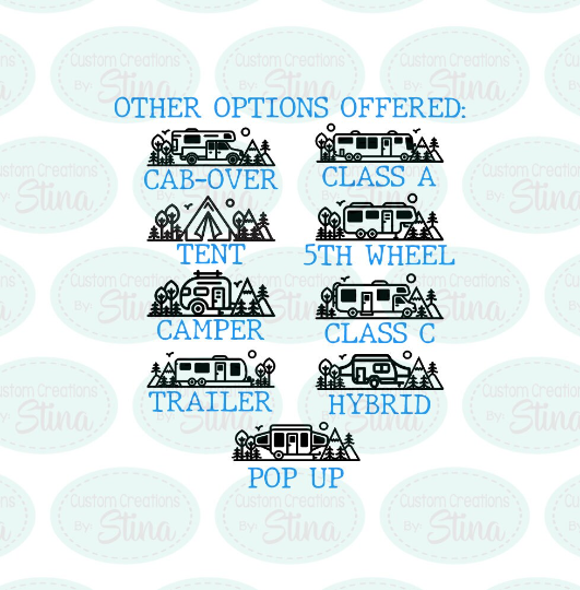 Happy Campers Travel Trailer Personalized - Vinyl Decal