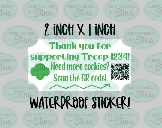 Waterproof Vinyl Sticker - QR Code - Girl Scout Cookie Sales - Square